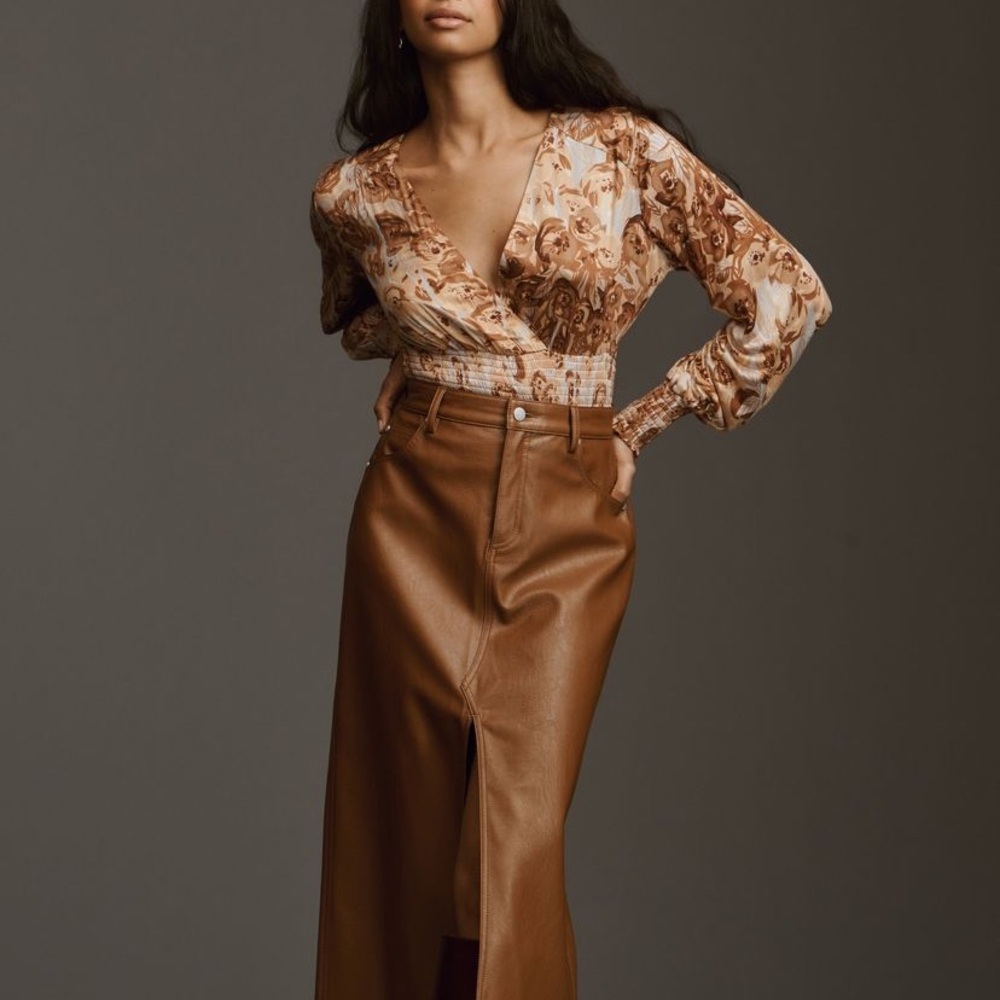 Anthropologie Tiny Valentina Long-Sleeve Printed Surplice Top